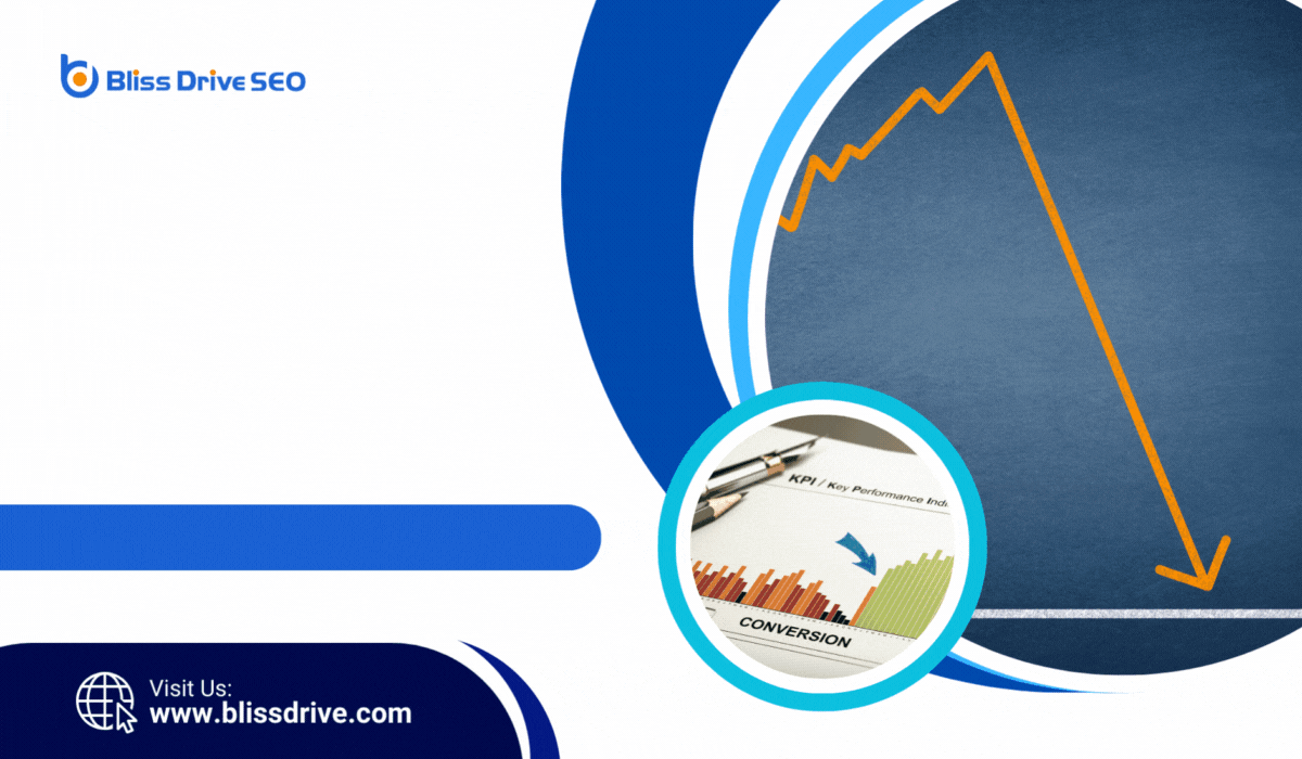 Reduce Bounce Rates - a graph showing conversion on a piece of paper and a graph that has arrow lowering