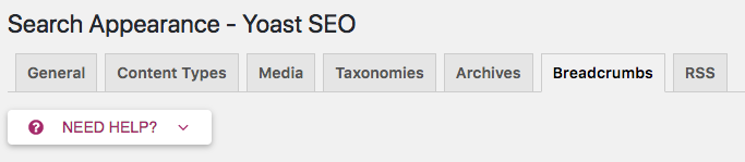 Enable Breadcrumbs on Yoast - Breadcrumbs tab