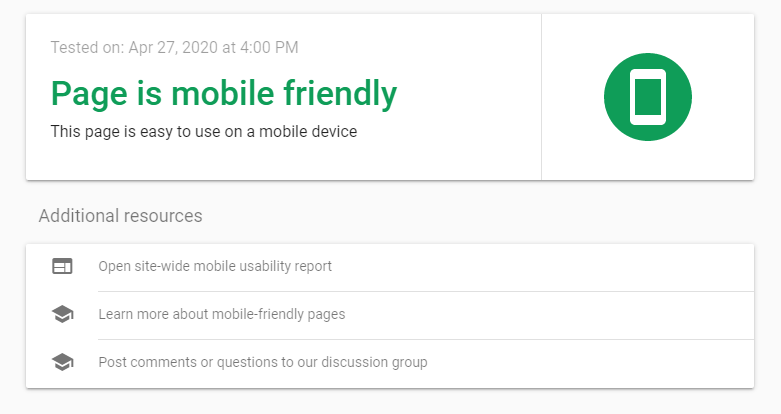 Google Mobile Friendliness Test - Ensure your site is mobile friendly using Google's Tool for Mobile Optimization