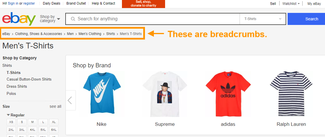 What are Breadcrumbs on a Website Example - Ebay