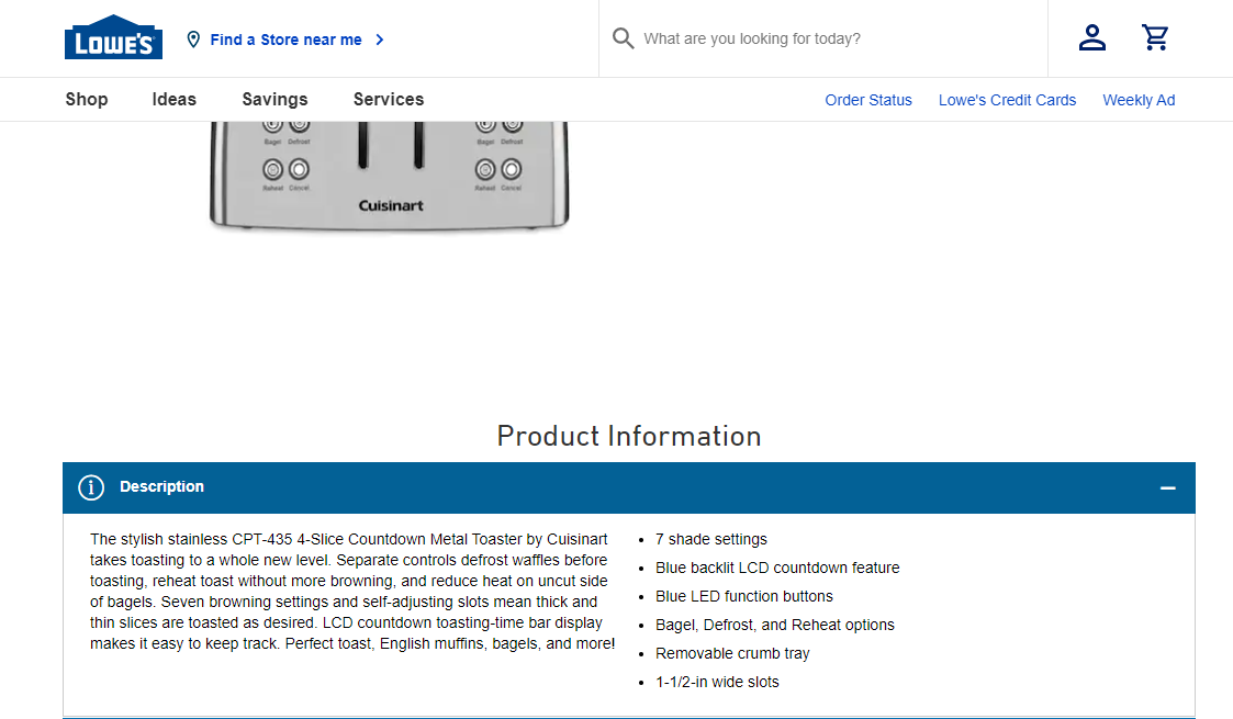 a screenshot of an ecommerce site with a unique product description