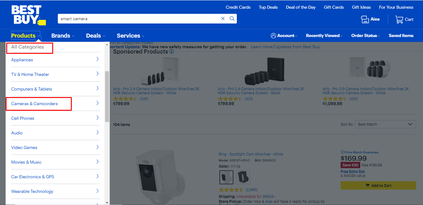 a screenshot of an online store category pages options